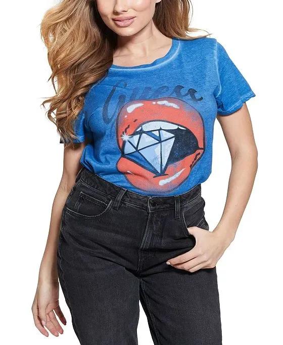 Women's Short-Sleeve Diamond Lip Easy T-Shirt