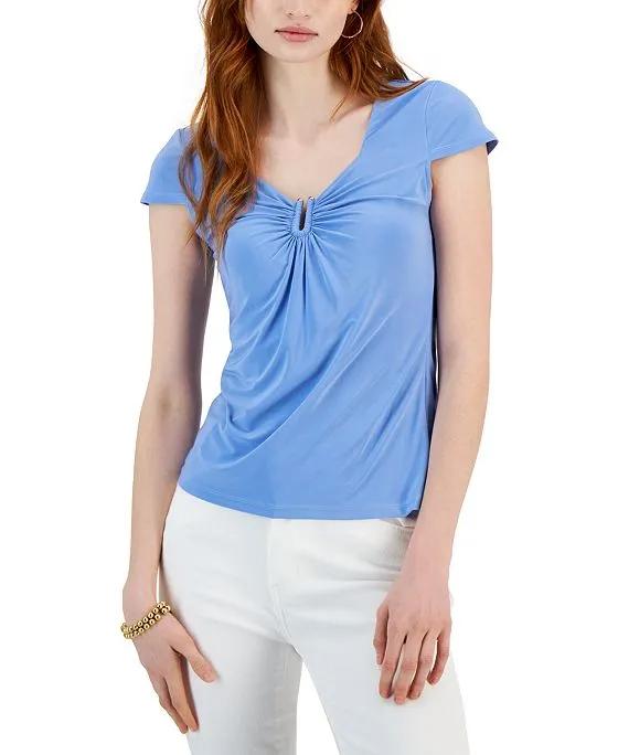 Women's Short-Sleeve Hardware Top, Created for Macy's