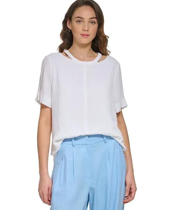 Women's Short Sleeve Shoulder Cut-Out Top 