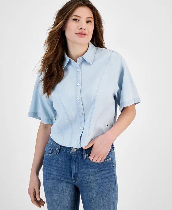 Women's Short-Sleeved Button-Front Western Shirt