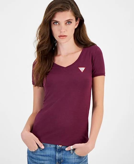 Women's Short-Sleeved V-Neck Mini-Triangle T-Shirt