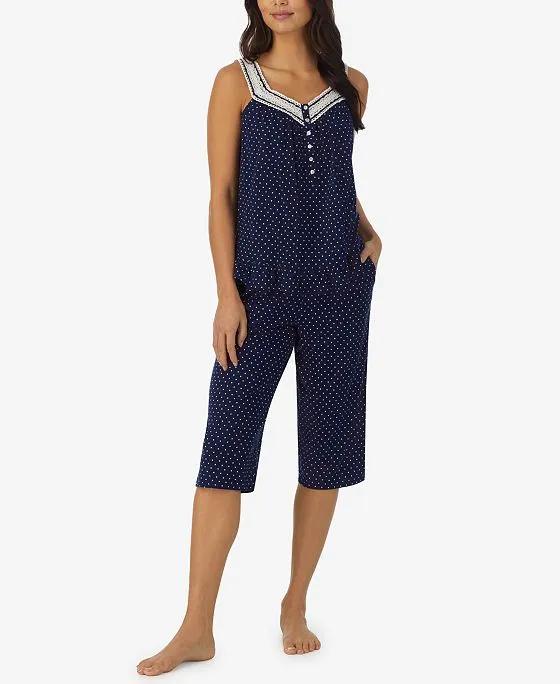 Women's Sleeveless 2 Piece Pajama Set with Cropped Pants