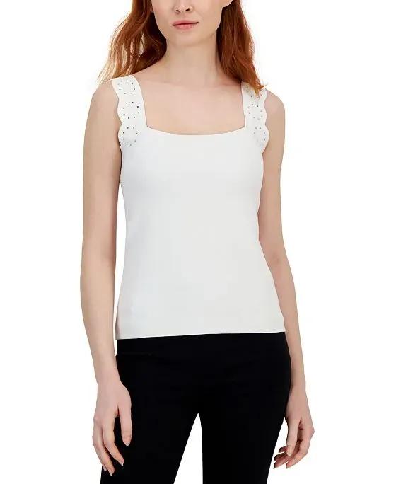 Women's Sleeveless Square Neck Ribbed Top