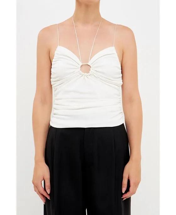 Women's Slinky Cutout Ruched Top