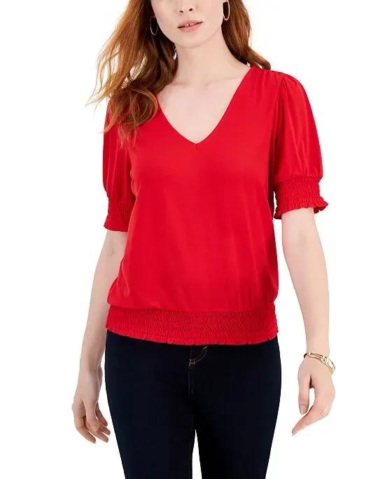 Women's Smocked-Trim Top, Created for Macy's