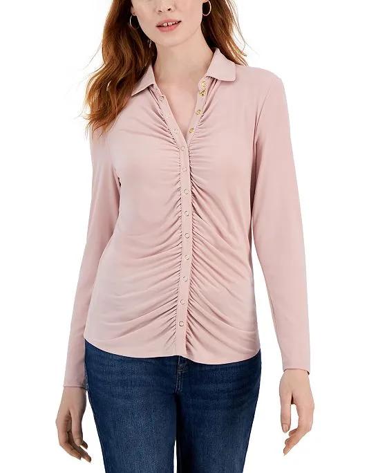 Women's Snap-Front Ruched Top, Created for Macy's