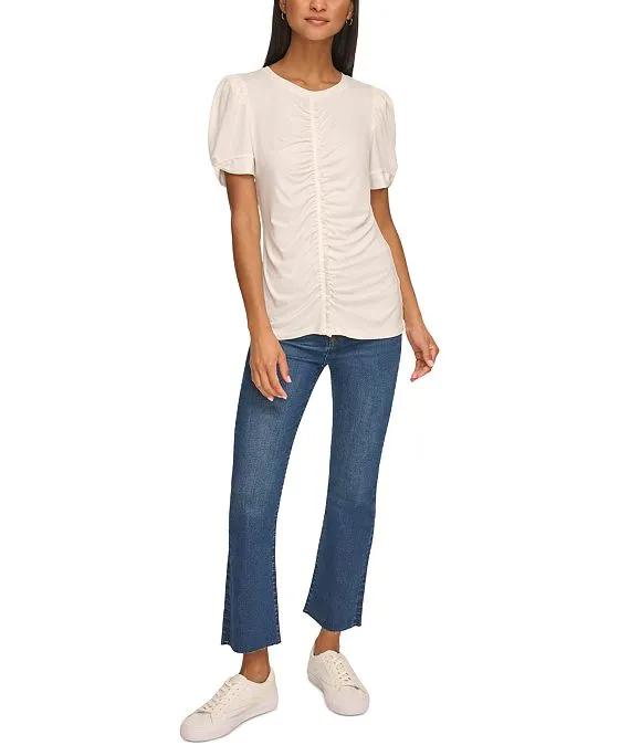 Women's Solid Ruched-Front Top