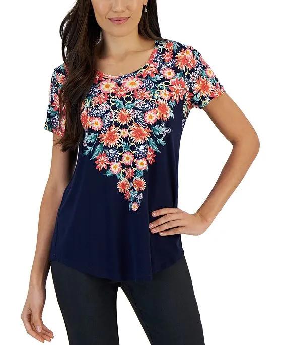 Women's Spring Blooms Printed Relaxed Top, Created for Macy's