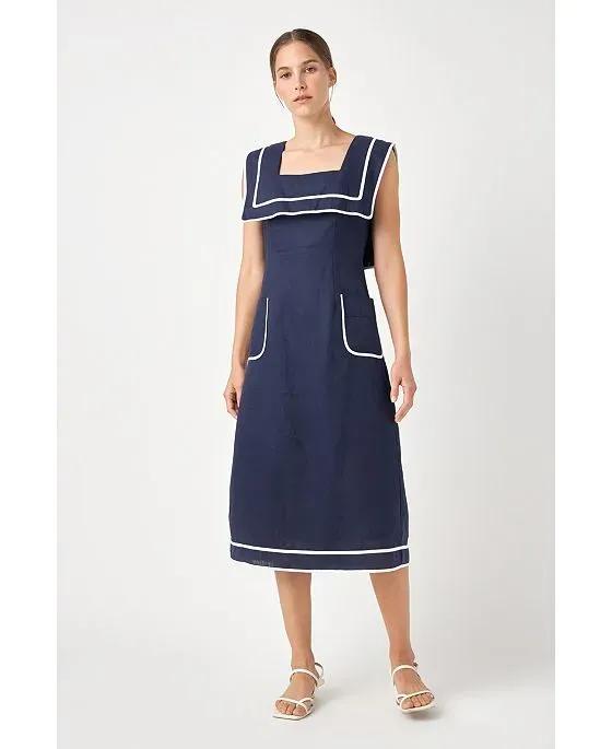 Women's Square Neckline Midi Dress