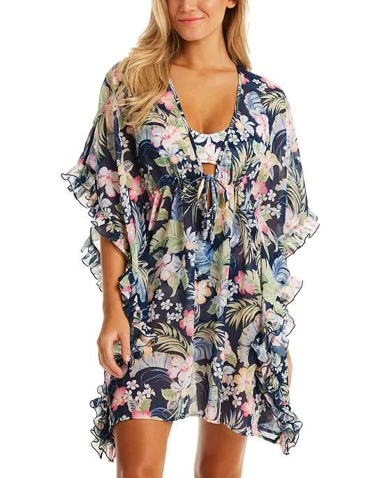 Women's Stranded In Paradise Printed Ruffled Cover-Up Dress