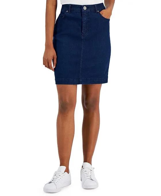 Women's Stretch Denim Relaxed Skirt, Created for Macy's