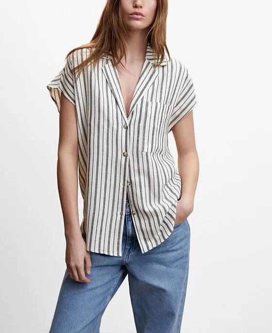 Women's Striped Linen-Blend Shirt