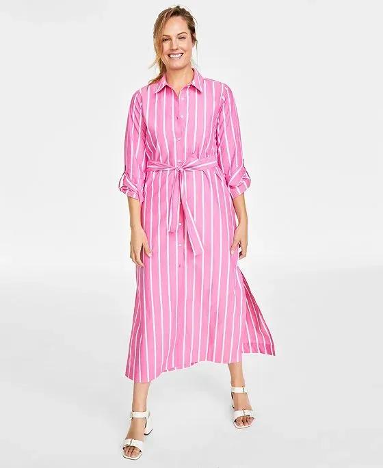 Women's Striped Midi Shirtdress, Created for Macy's