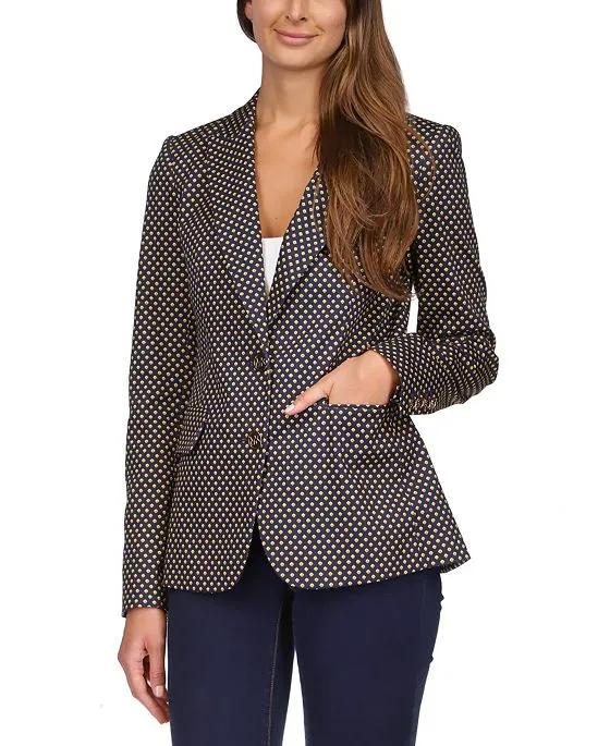Women's Stud-Print Fitted Two-Button Blazer