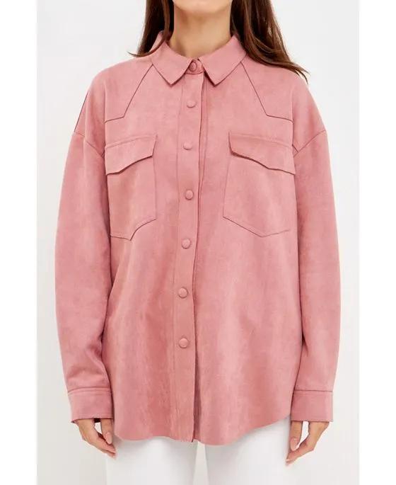 Women's Suede Oversized Shirts
