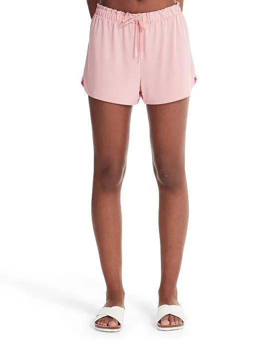 Women's Sueded Jersey Dolphin Hem Relaxed Fit Shorts