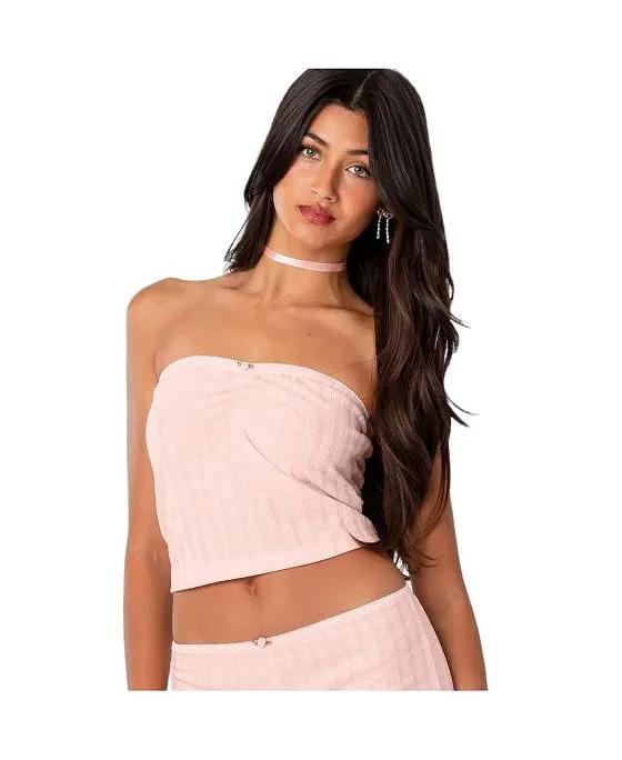 Women's Sweetpea Ruched Pointelle Tube Top