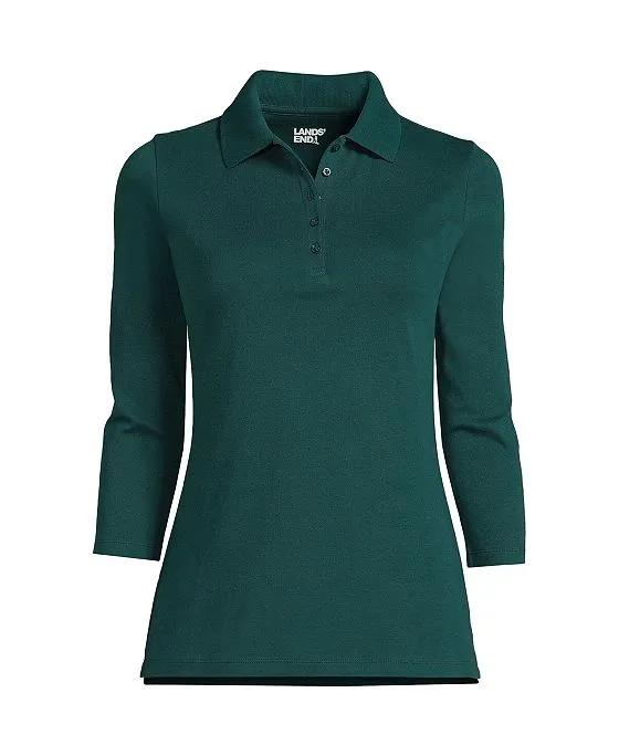 Women's Tall 3/4 Sleeve Cotton Interlock Polo Shirt
