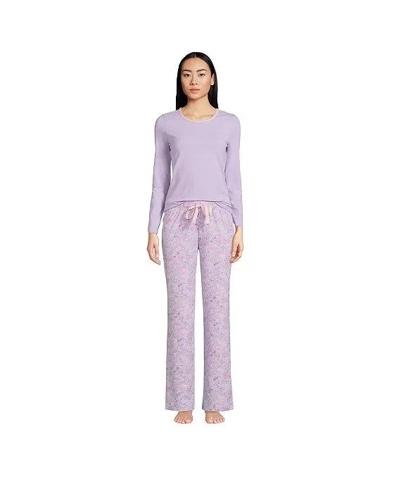 Women's Tall Knit Pajama Set Long Sleeve T-Shirt and Pants