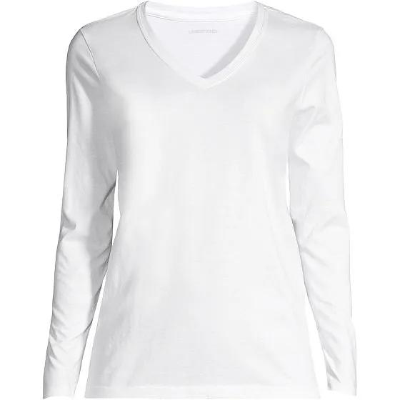 Women's Tall Relaxed Supima Cotton Long Sleeve V-Neck T-Shirt