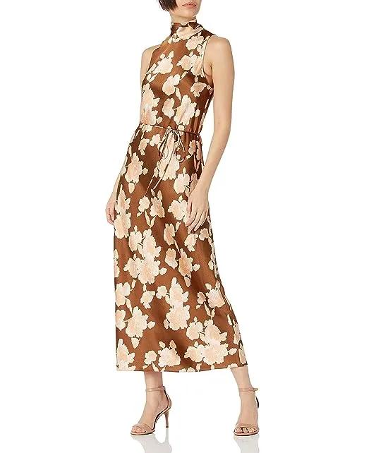 Women's Tapestry Floral Turtle Neck Dress