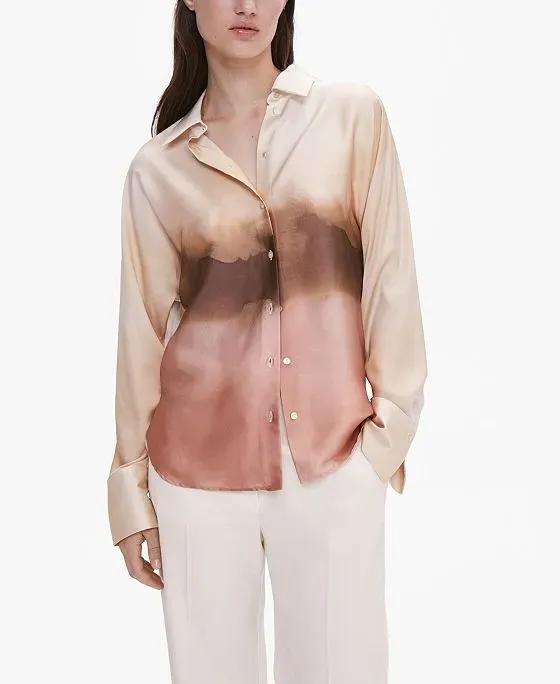 Women's Tie-Dye Effect Satin Shirt