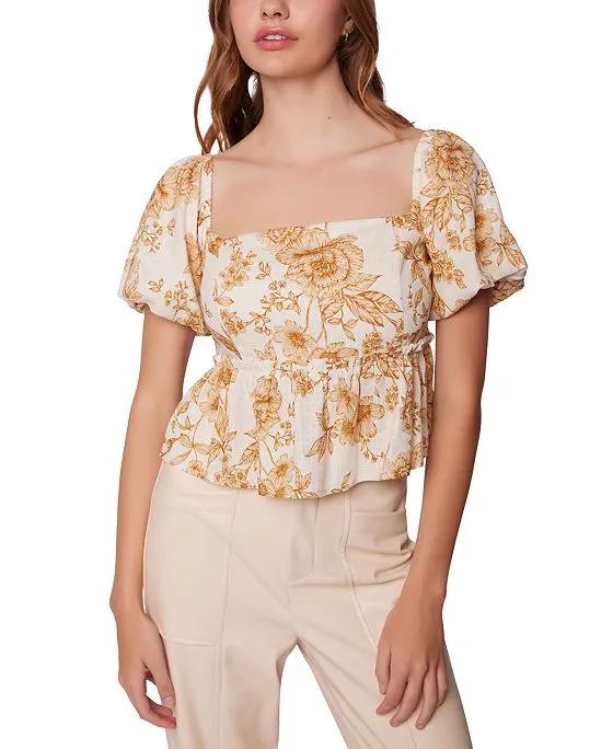 Women's Toasted Rose Floral Peplum Top