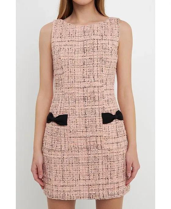 Women's Tweed Mini with Contrast Bow dress