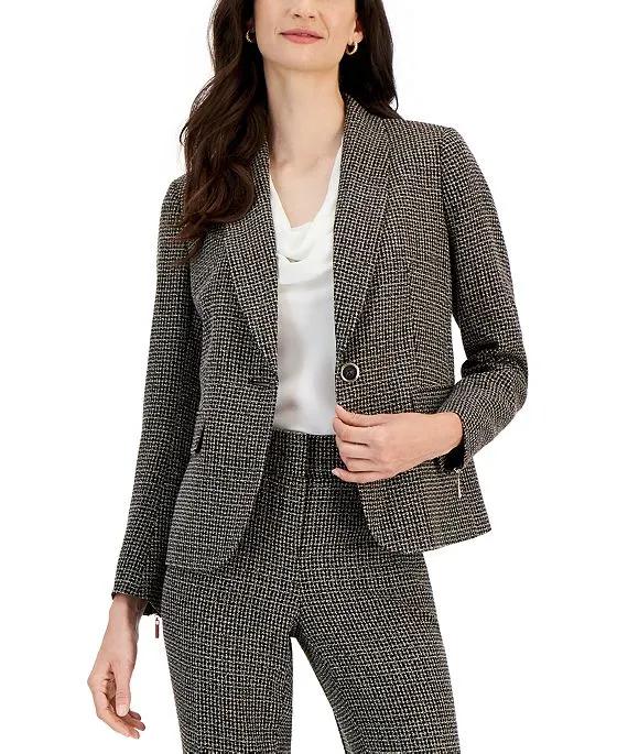 Women's Tweed One-Button Shawl-Collar Blazer