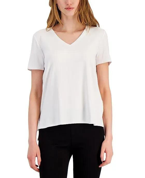 Women's V-Neck Knit Short-Sleeve T-Shirt, Created for Macy's