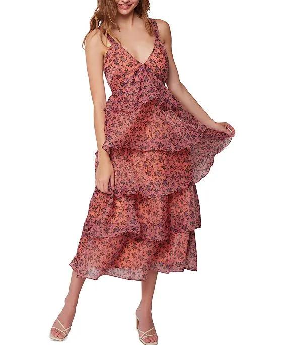 Women's Venus Rising Printed Tiered Sleeveless Midi Dress