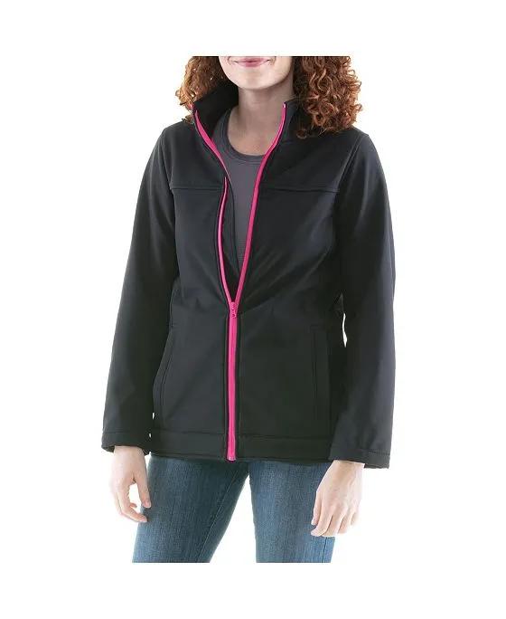 Women's Warm Softshell Jacket Full Zip with Micro Fleece Lining - Plus Size