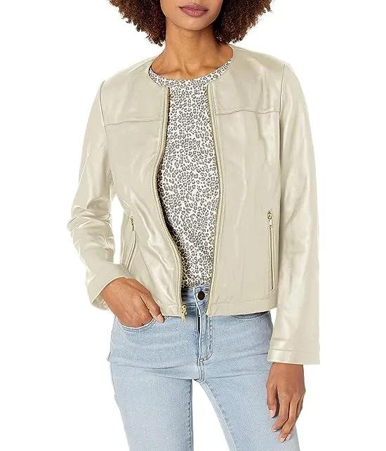 Women's Wing Collar Lether Jacket