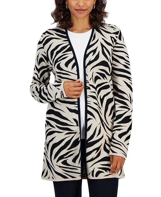 Women's Zebra Print Flyaway Cardigan, Created for Macy's