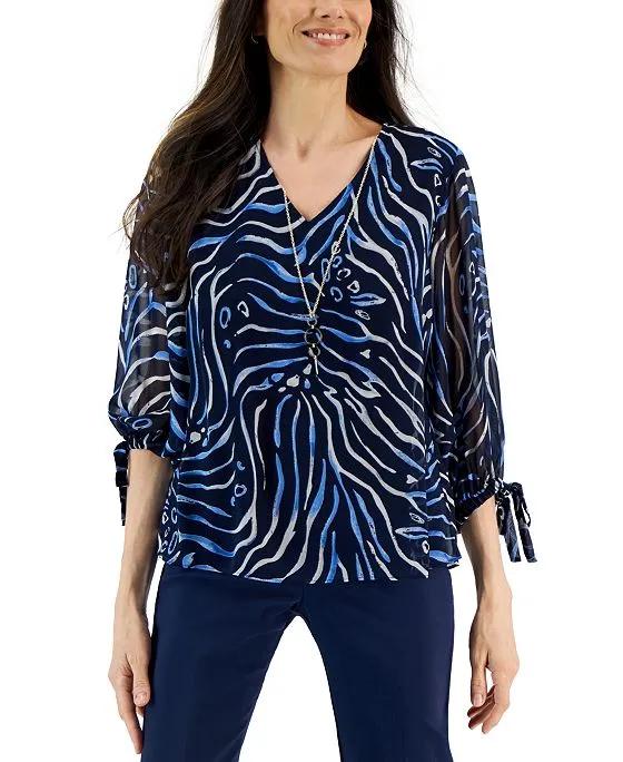 Women's Zebra Print Necklace Top, Created for Macy's