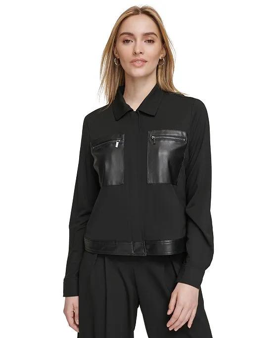 Women's Zipper-Pocket Long-Sleeve Jacket