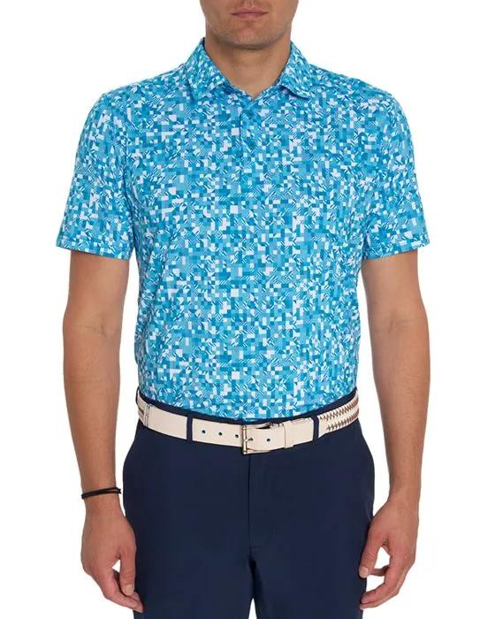Wooderson Ditsy Geo Print Classic Fit Performance Polo Shirt 