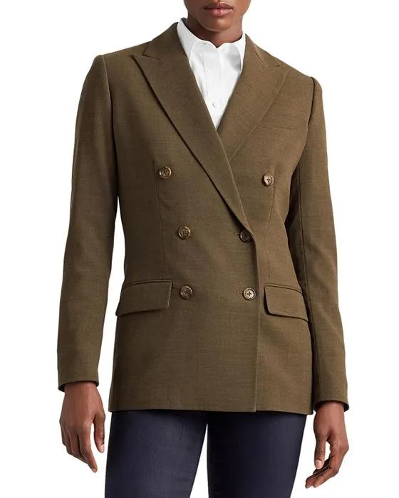 Wool Crepe Double Breasted Blazer