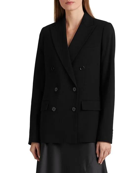 Wool Crepe Double Breasted Blazer
