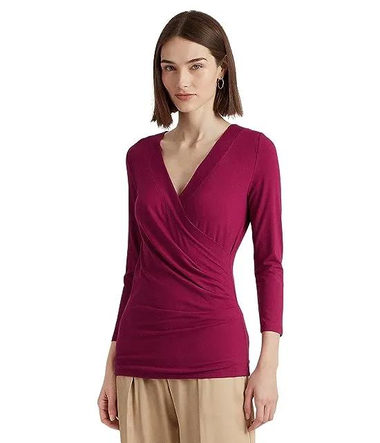 Wrap-Style Jersey Top