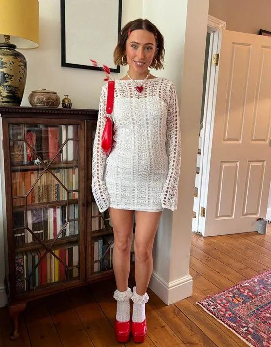 X Chloe Davie long sleeve mini dress in open knit