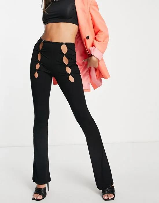 Y2K high waisted flare pants with cut out detail - part of a set