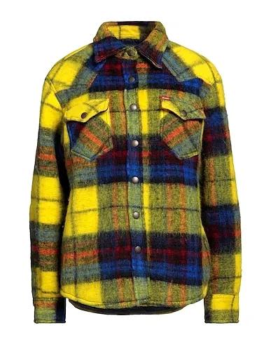 Yellow Boiled wool Checked shirt