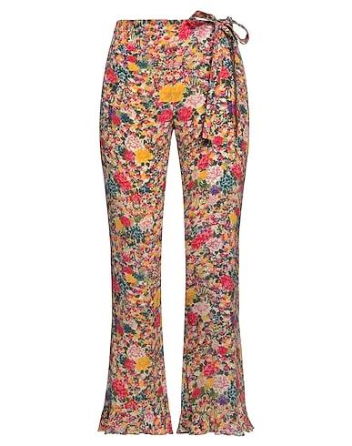 Yellow Crêpe Casual pants