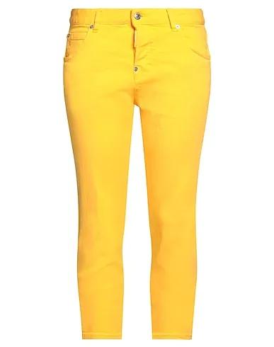 Yellow Gabardine Cropped pants & culottes