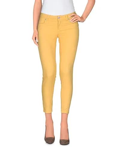 Yellow Jacquard Cropped pants & culottes
