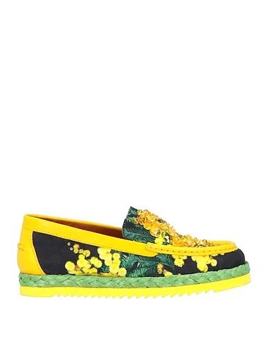 Yellow Jacquard Loafers