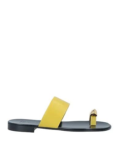 Yellow Leather Flip flops
