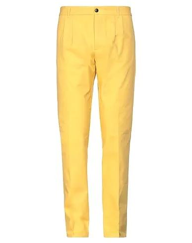 Yellow Plain weave Casual pants