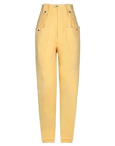 Yellow Plain weave Casual pants